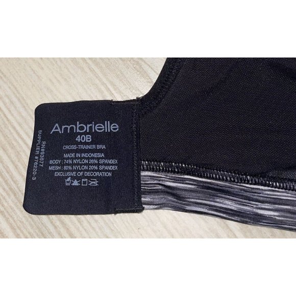 Ambrielle Active Cross Trainer Sports Bra Marled Underwire Womens 40B Black New - Picture 6 of 6